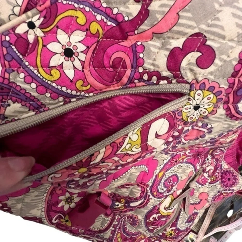 Vera Bradley Messenger Cross‎ Body Bag Pink Paisley Meets Plaid Retired Laptop
